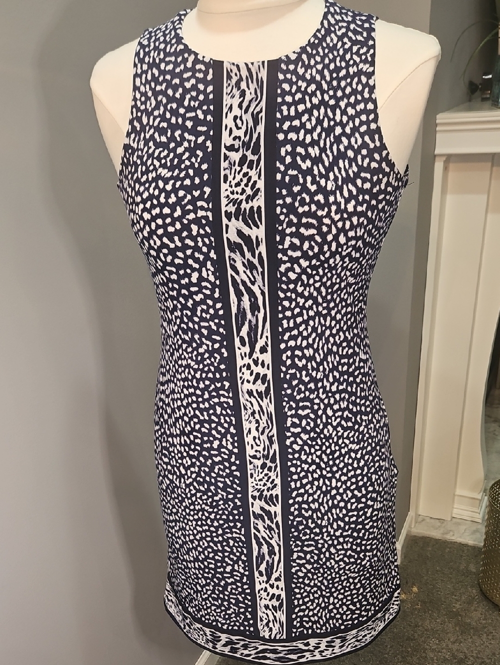 Michael Kors Navy and White Animal Print Dress